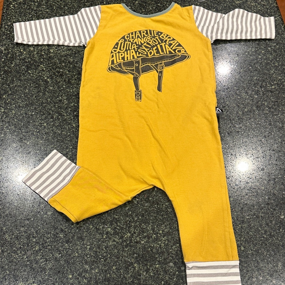 RAGS CHARLIE Bravo tango Kids Mustard and Gray One Piece romper 2T